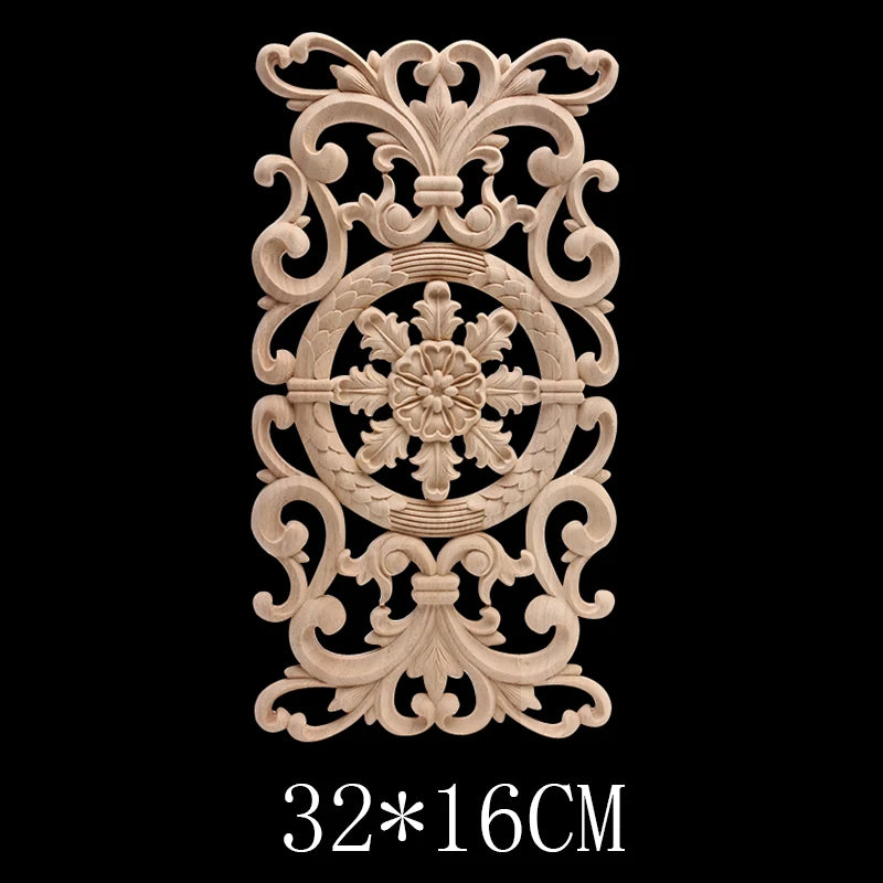 Wood Figurines Wood Mouldings Wood Decal Carved Decor Modern Leaves Oval Flower Rubber Wood  Furniture Doors Walls Corner Home