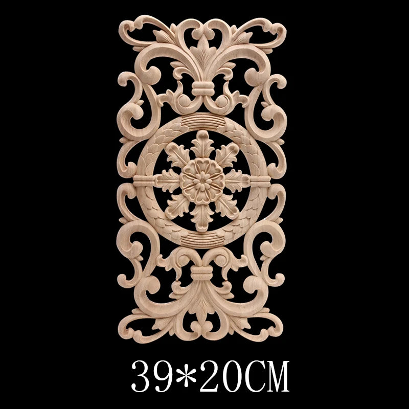 Wood Figurines Wood Mouldings Wood Decal Carved Decor Modern Leaves Oval Flower Rubber Wood  Furniture Doors Walls Corner Home