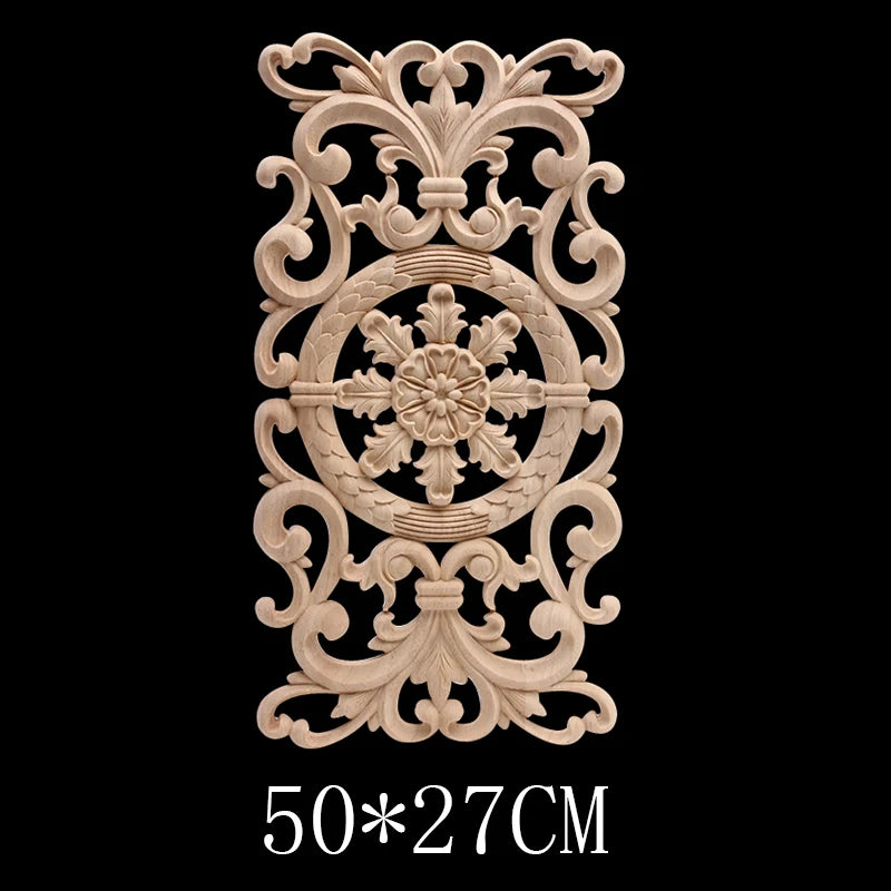 Wood Figurines Wood Mouldings Wood Decal Carved Decor Modern Leaves Oval Flower Rubber Wood  Furniture Doors Walls Corner Home