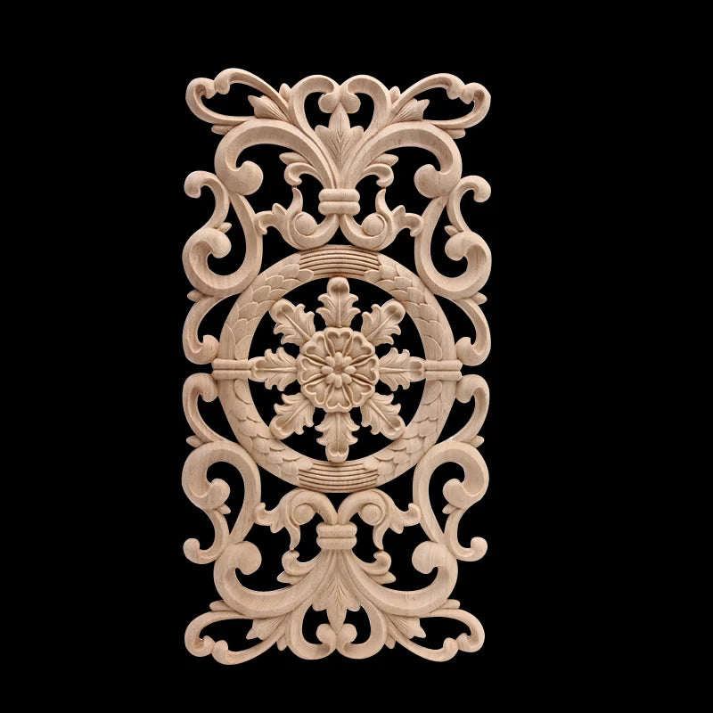 Wood Figurines Wood Mouldings Wood Decal Carved Decor Modern Leaves Oval Flower Rubber Wood  Furniture Doors Walls Corner Home